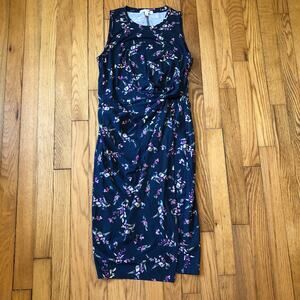 Nine Britton NWOT Blue Floral Sleeveless Bodycon Midi Dress Size S Petite